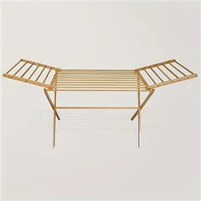 स्टोरेज बॉक्स के साथ बांस के कपड़े सुखाने वाले रैक